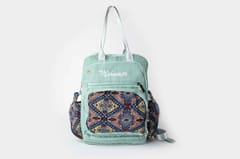 Charismomic Being Boho on Pastel Teal Printed Diaper Backpack